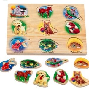 •MELISSA & DOUG•8 REALISTIC PET SOUNDS PUZZLE AGES 2+ EUC